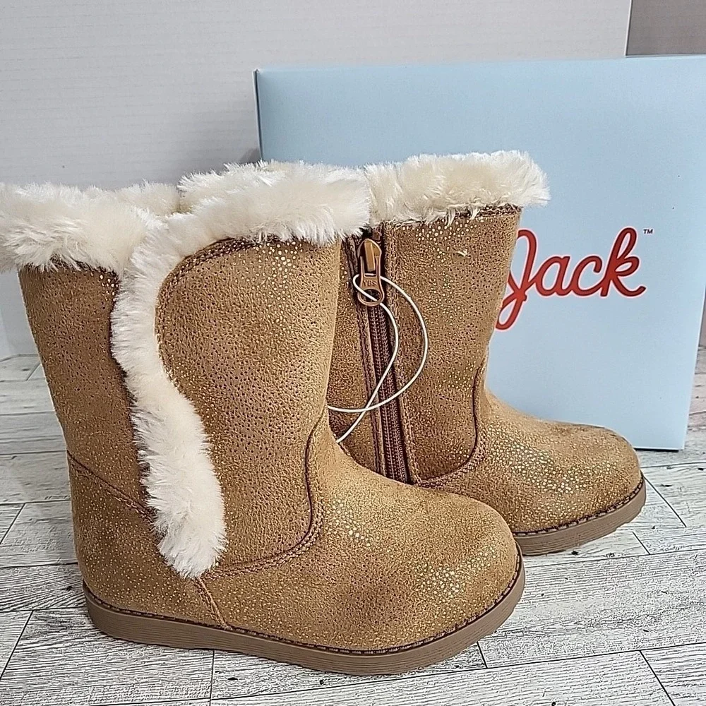 Cat & Jack Girls Katrina Toddler Faux Fur Shearling‎ Tall Brown Winter Boots NWT
